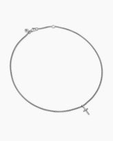 Cable Collectibles® Teen Cross Necklace in Sterling Silver with Center Diamond
